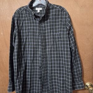 St. John's Bay Men's Dark Windowpane Check Button Down Shirt Size L